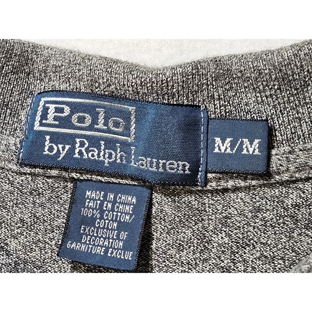 Polo Ralph Lauren Men's Short Sleeve Knit Polo Shirt Gray w/Red Pony Size MD EUC